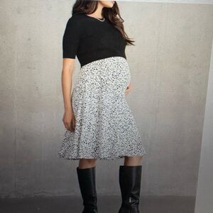 Seraphine Maternity/Nursing Black and White Maternity Dress